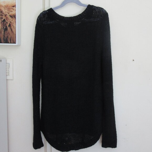 Point Zero Women Sweater - Classic Black Hollow Knitted - Long Sleeve - Comfy - Picture 2 of 7